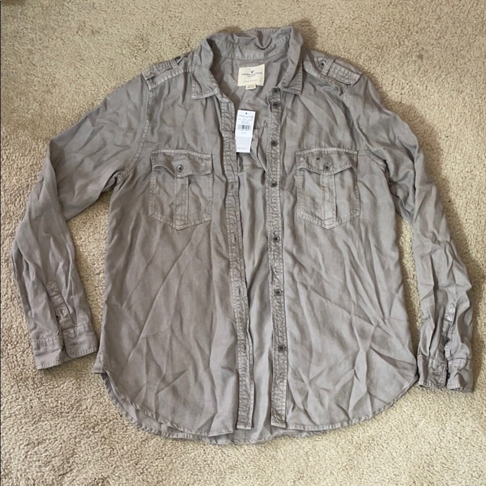 Taupe button down